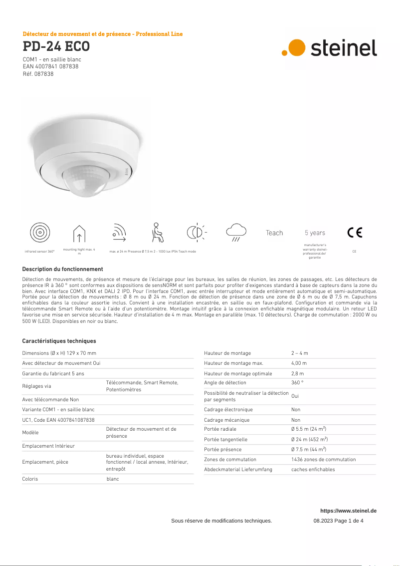 First page image of the manual for PD-24 ECO COM1
