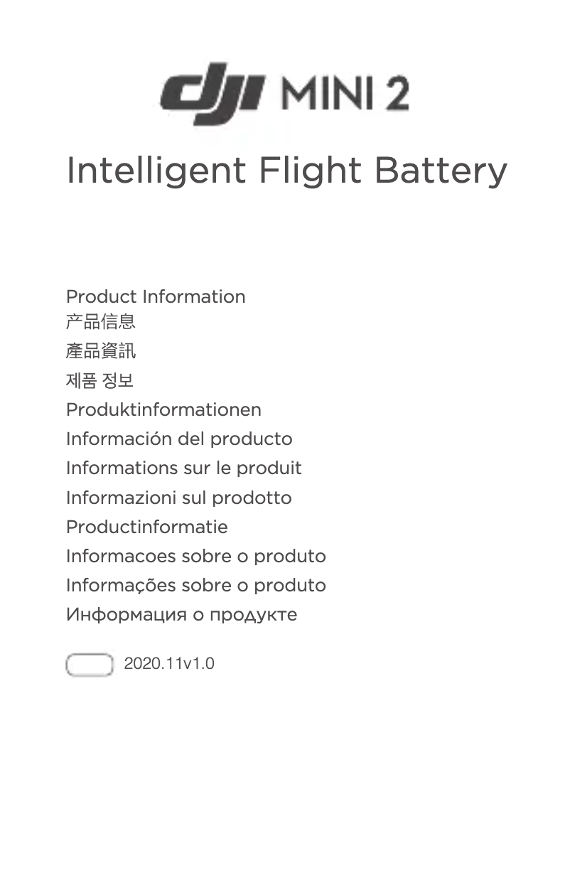 Page 1 of the manual User Manual DJI Mini 2 Intelligent Flight Battery