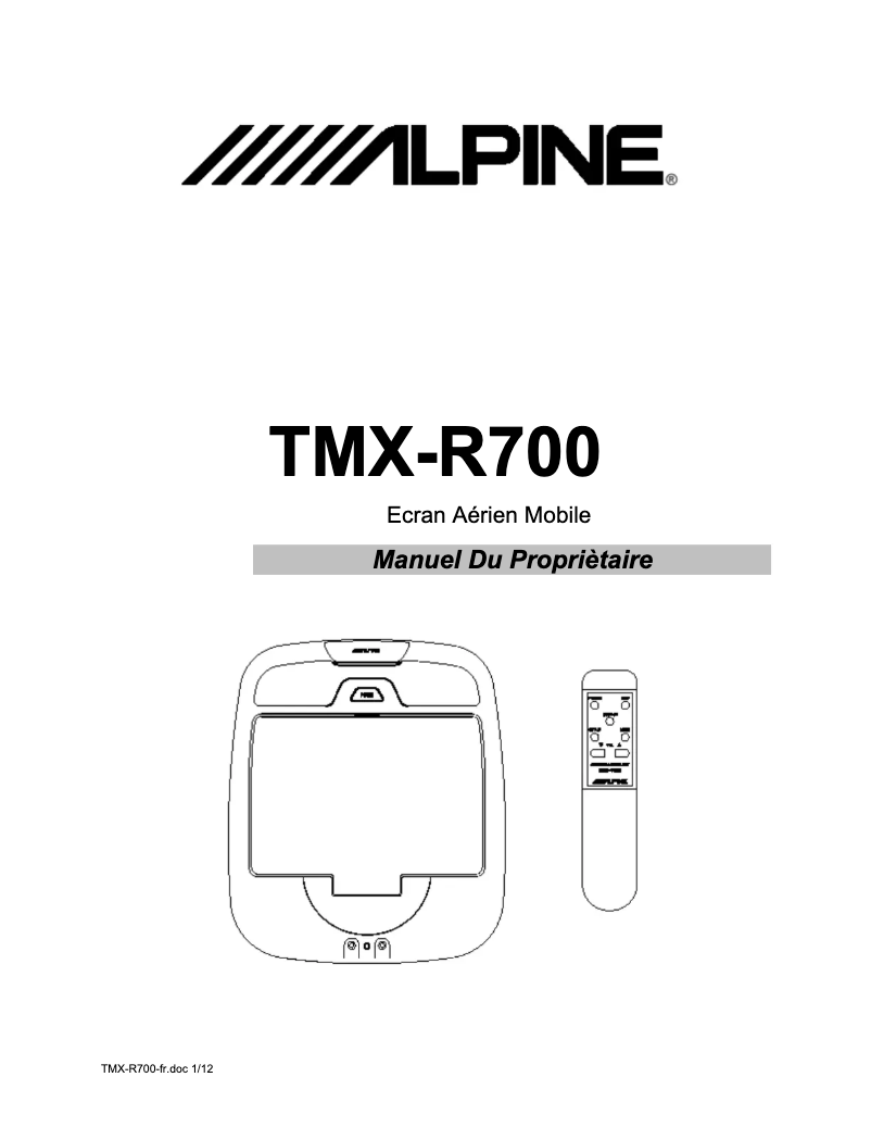 Page 1 of the manual User Manual Alpine TMX-R700