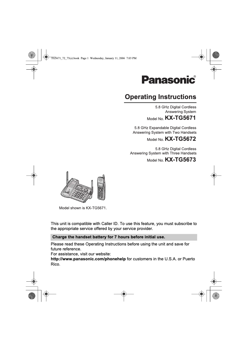 Page 1 of the manual User Manual Panasonic KX-TG5673