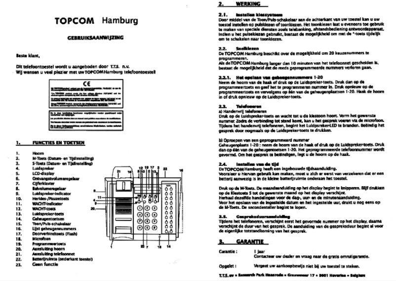 First page image of the manual for Hamburg