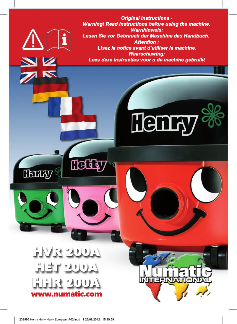 First page image of the manual for Henry HVR200A