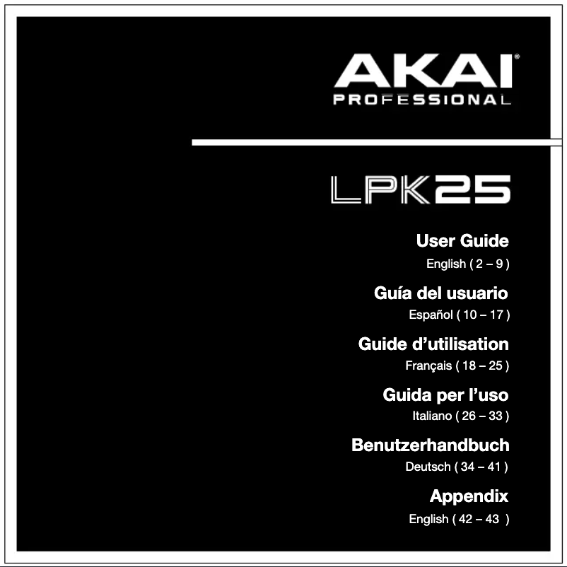 First page image of the manual for LPK25