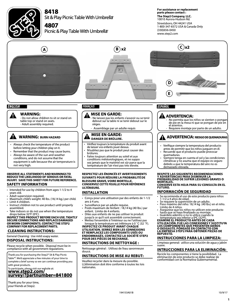 First page image of the manual for Sit & Play