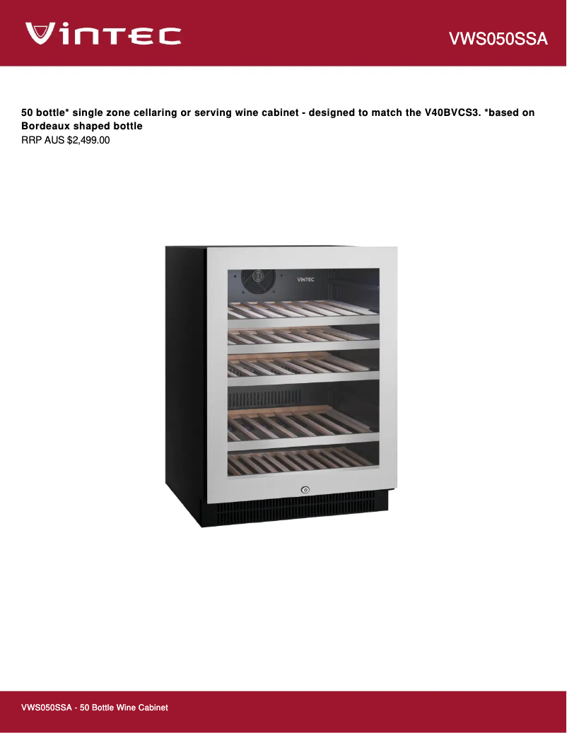 First page image of the manual for VWS050SSA