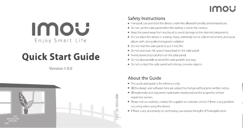 Page 1 of the manual User Manual Imou Solar Panel for Cell 2