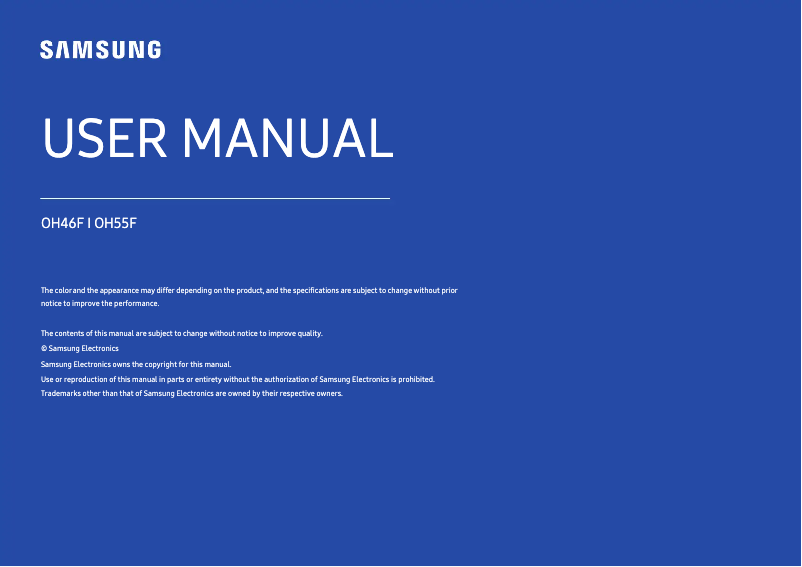 Page 1 of the manual User Manual Samsung LH46OHFPKBC/GO