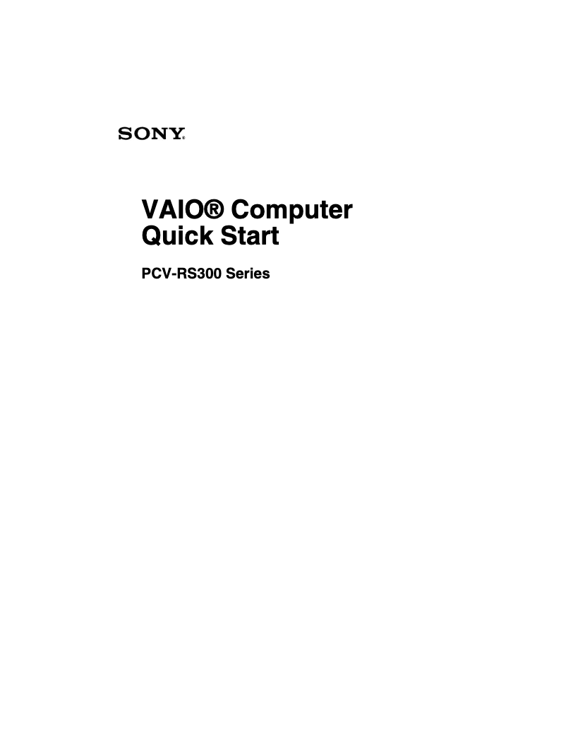 First page image of the manual for Vaio PCV-RS310