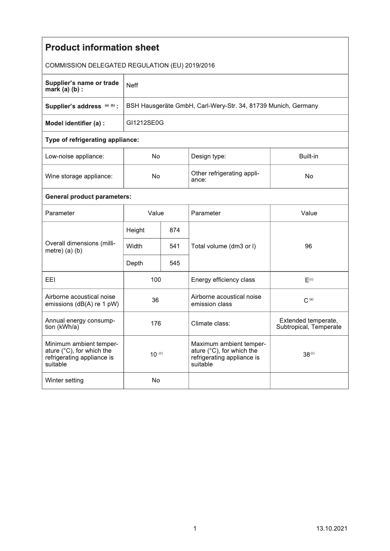 First page image of the manual for GI1212SE0G