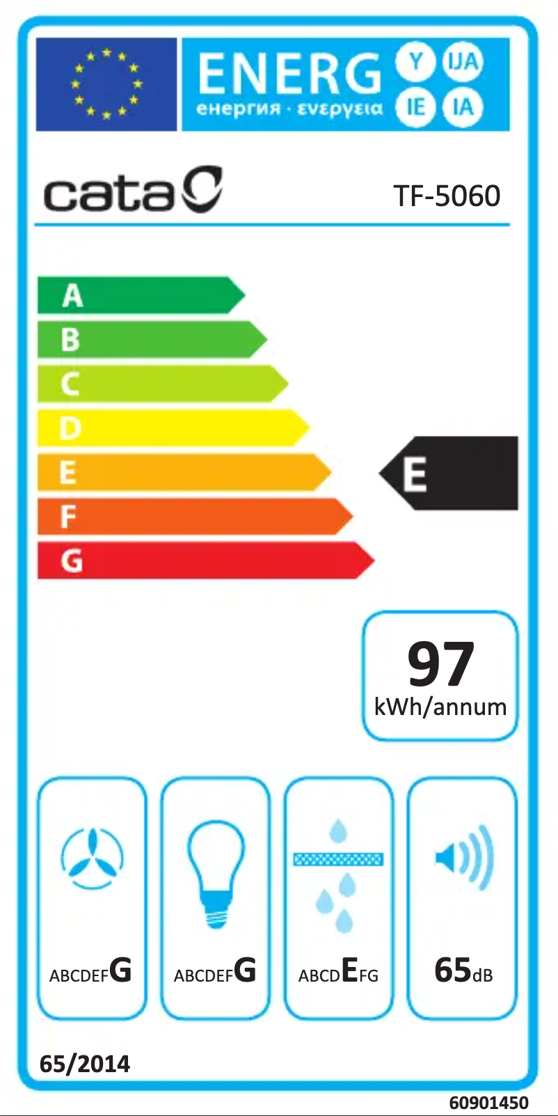 Page 1 of the manual Energy Label CATA TF 5260 WH