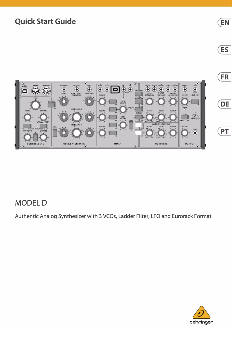 Page 1 of the manual User Manual Behringer Model D