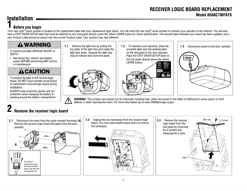 Page 1 of the manual User Manual LiftMaster 050ACTWFATSMC