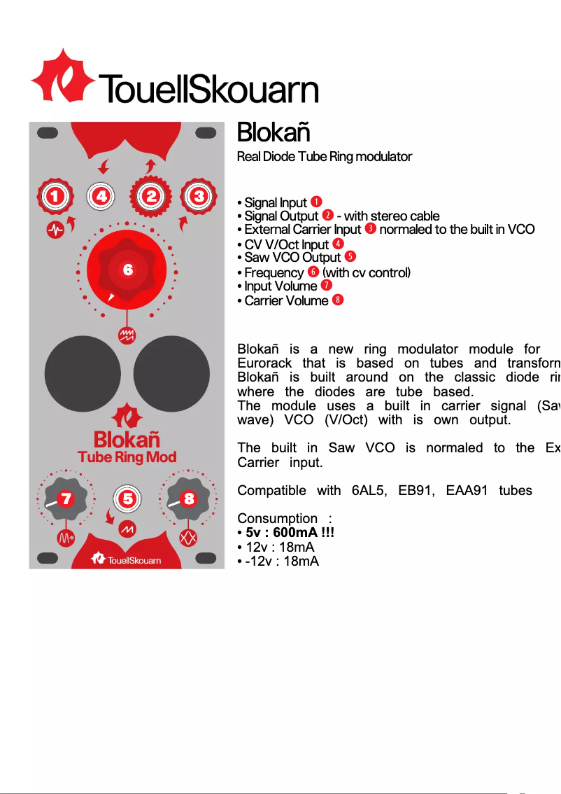 First page image of the manual for Blokañ