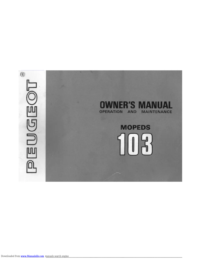 Page 1 of the manual User Manual Peugeot 103