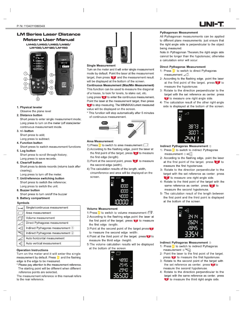 Page 1 of the manual User Manual Uni-T LM150