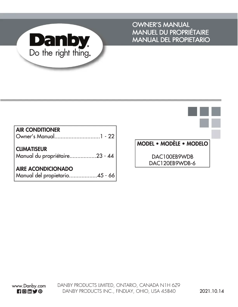 Page 1 of the manual User Manual Danby DAC100EB9WDB