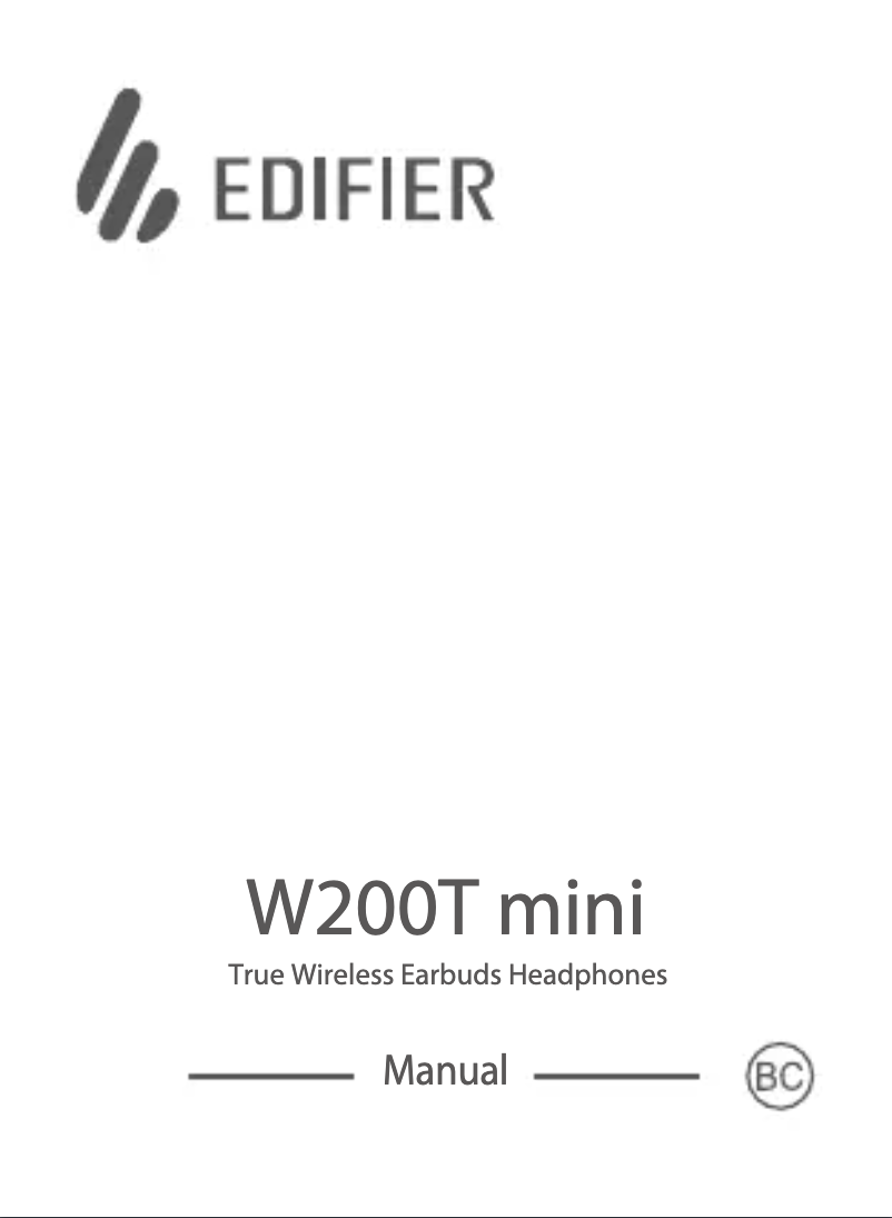 Page 1 of the manual User Manual Edifier W200T mini