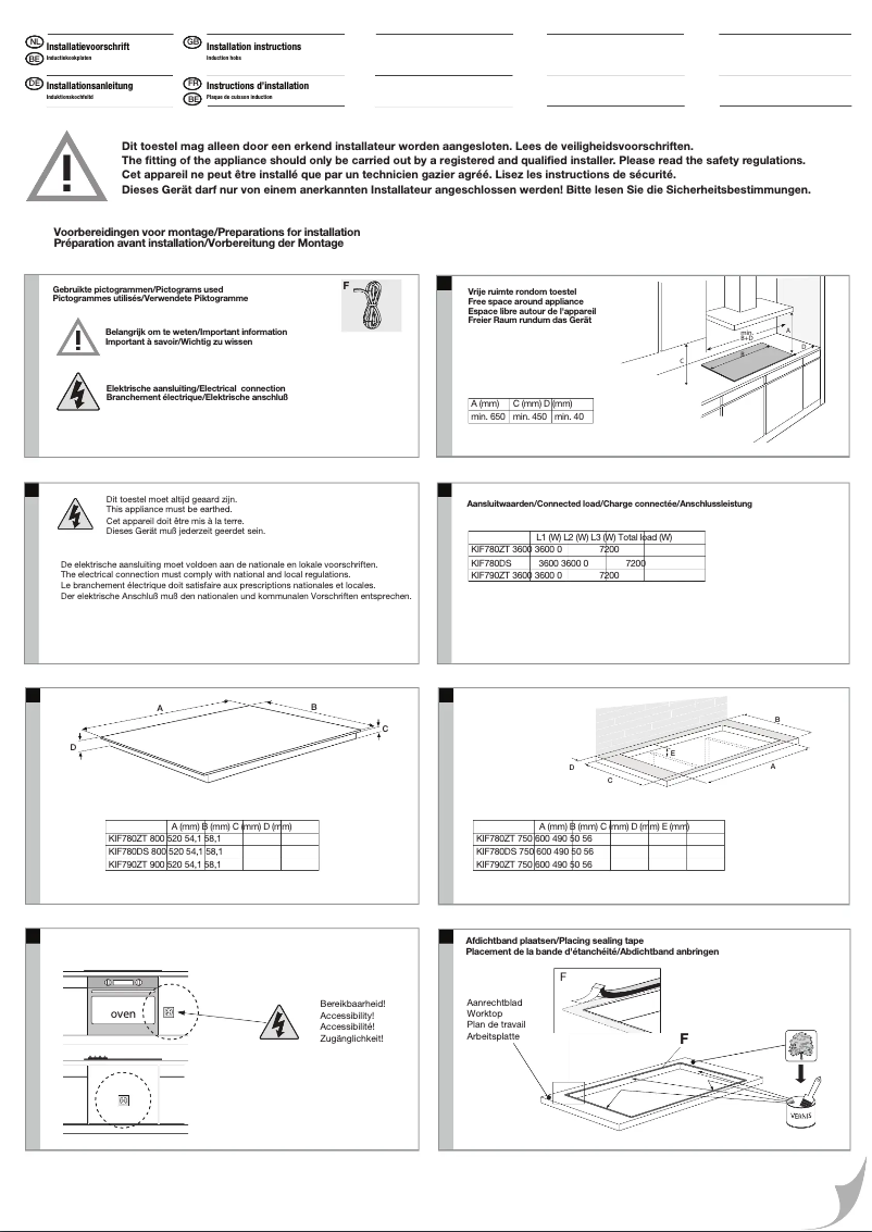 Page 1 of the manual Installation Guide Etna KIF780DS