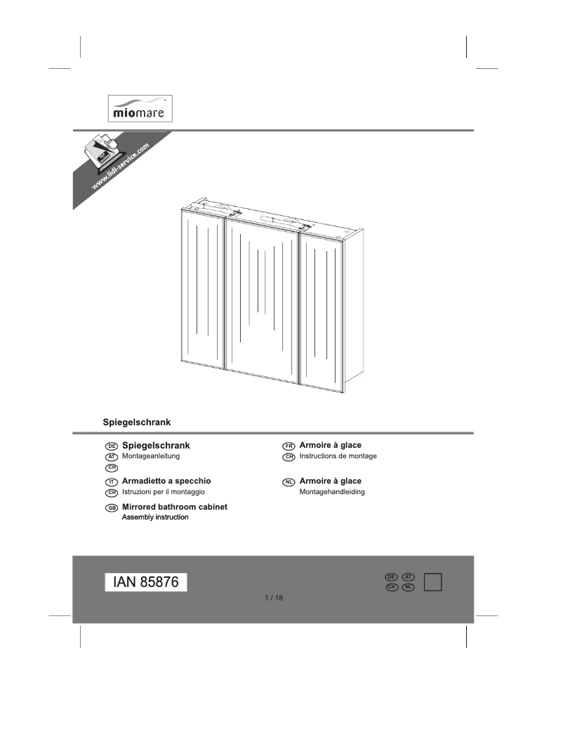 First page image of the manual for IAN 85876
