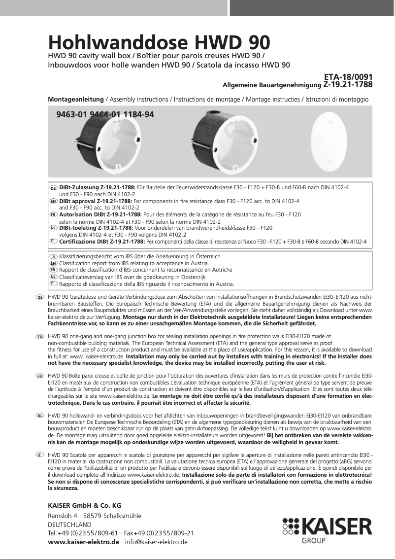 First page image of the manual for 9464-01