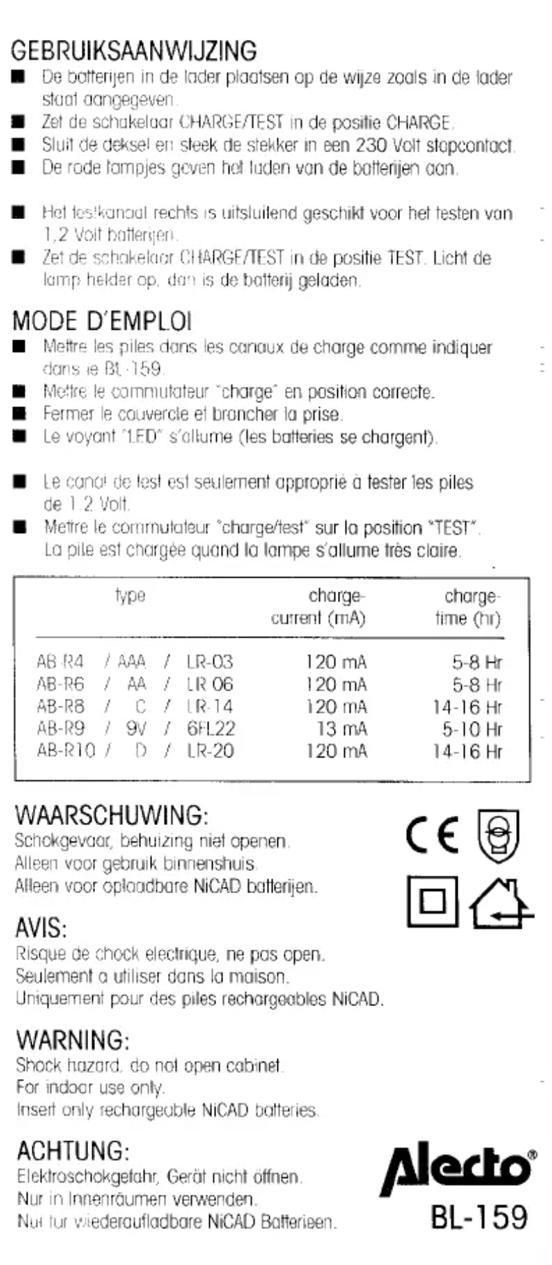 Image de la première page du manuel de l'appareil BL-159