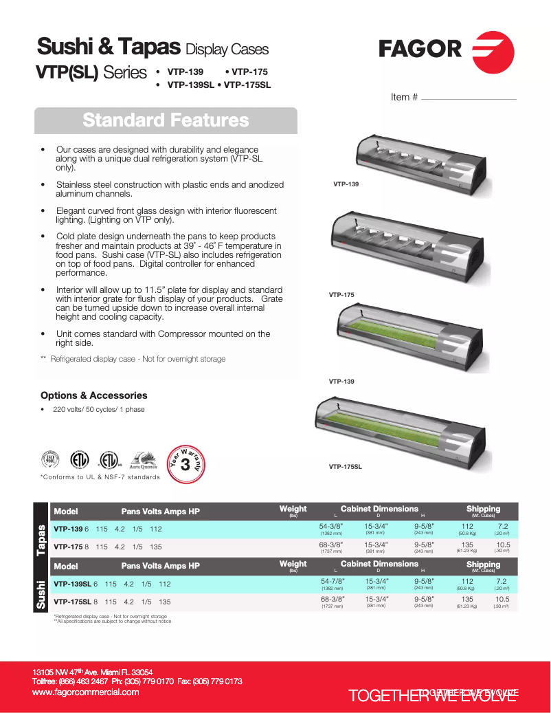 Page 1 of the manual User Manual Fagor VTP-139SL