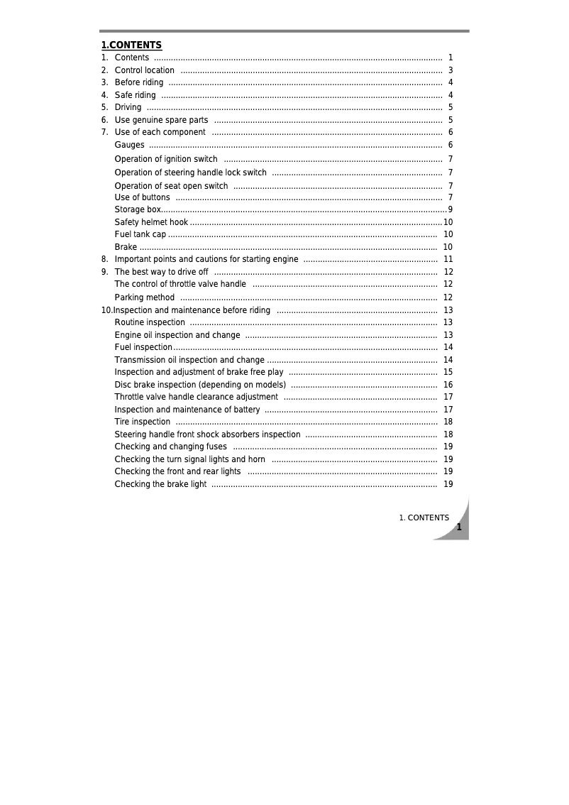 First page image of the manual for Symply 125