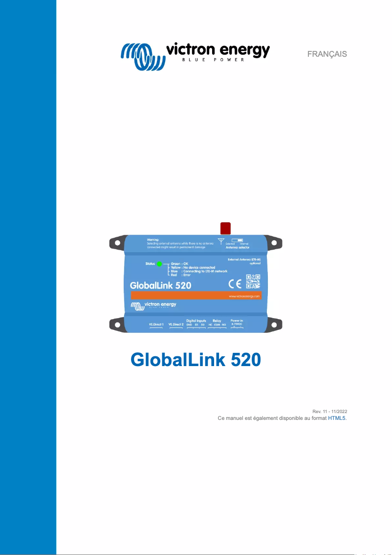 First page image of the manual for GlobalLink 520