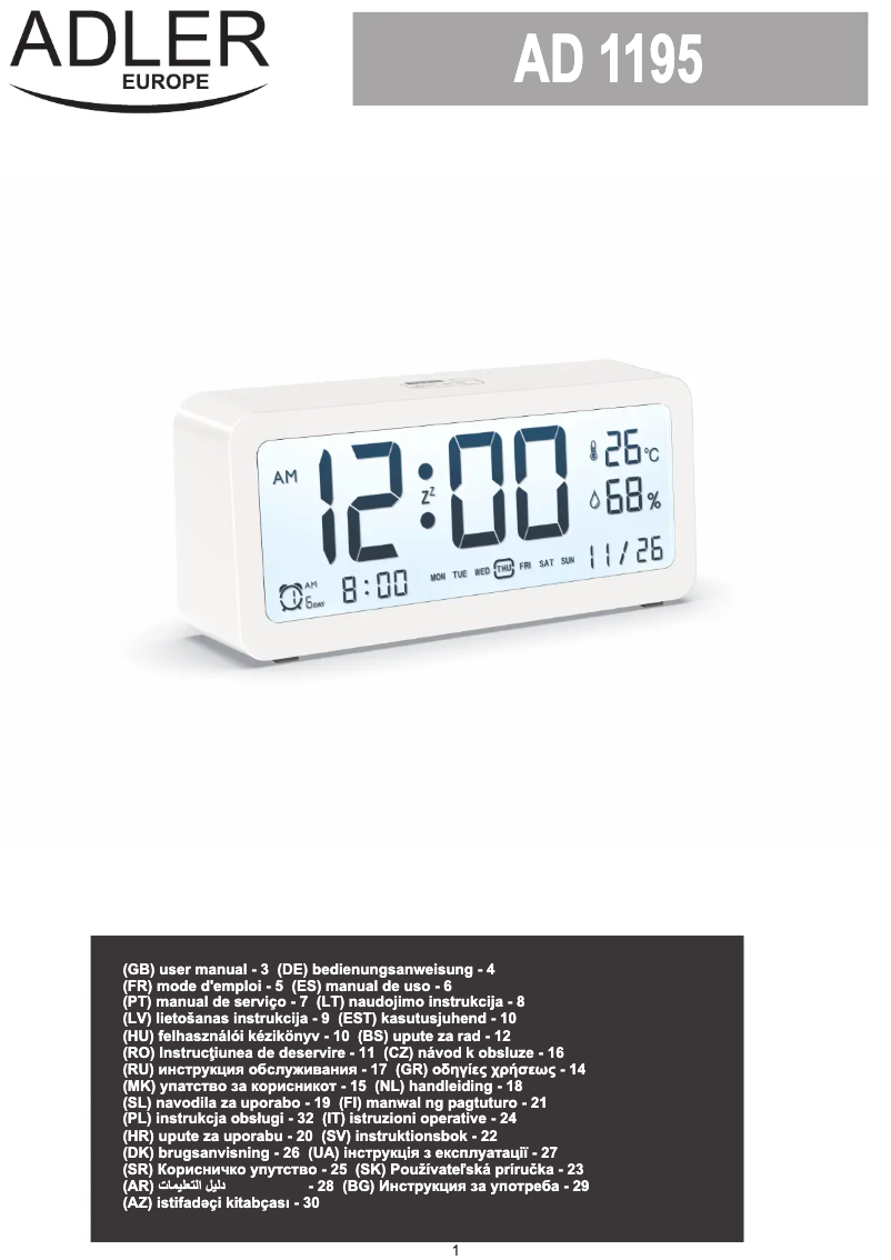 Page 1 of the manual User Manual Adler AD 1195