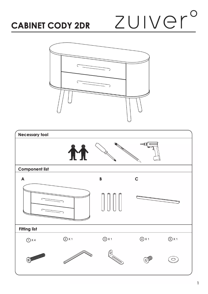 Page 1 of the manual User Manual Zuiver Cody 2DR