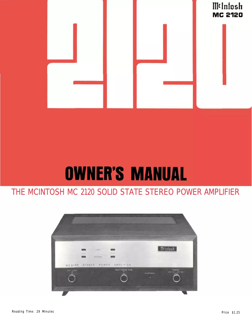 Page 1 of the manual User Manual McIntosh MC-2120