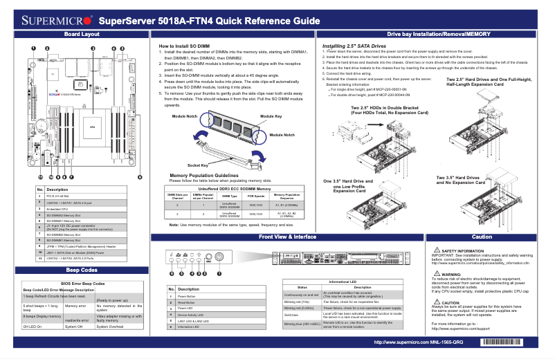 Page 1 of the manual Quick Start Guide Supermicro SuperServer 5018A-FTN4