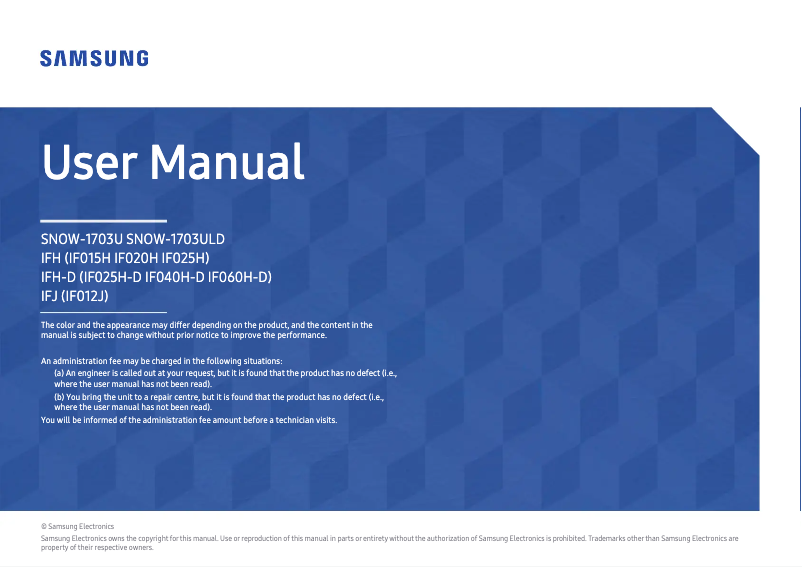 First page image of the manual for LH025IFHSDS/ZA