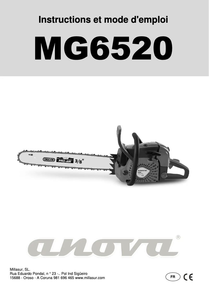 Page 1 of the manual User Manual Anova MG6520