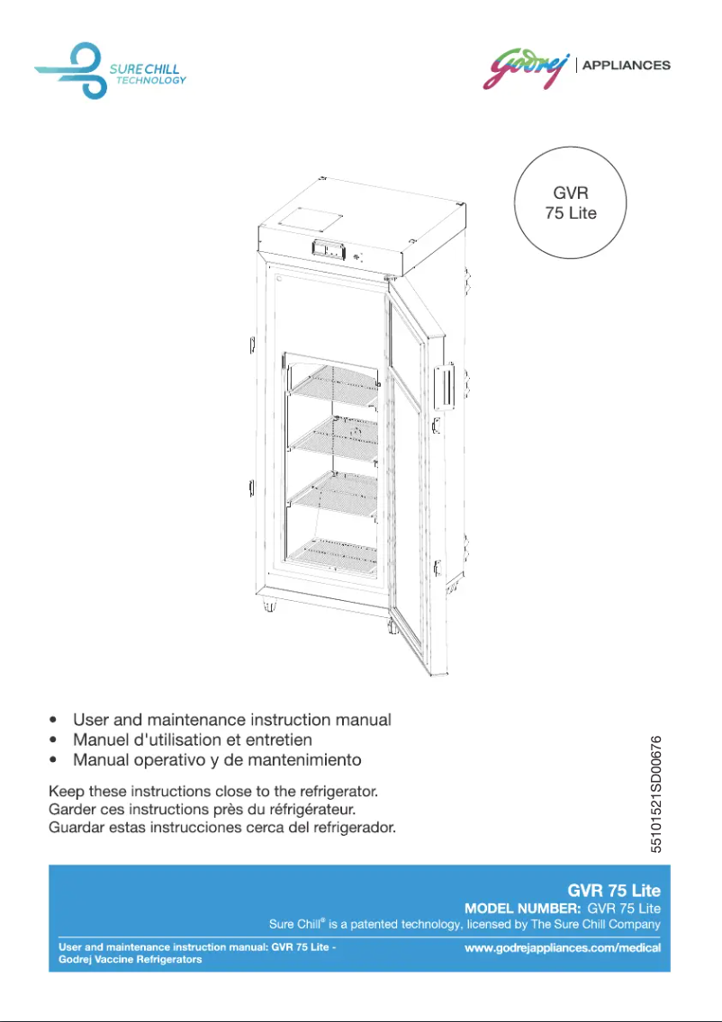 Page 1 of the manual User Manual Godrej GVR 75 LITE