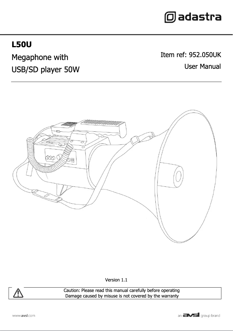 Page 1 of the manual User Manual Adastra L50U