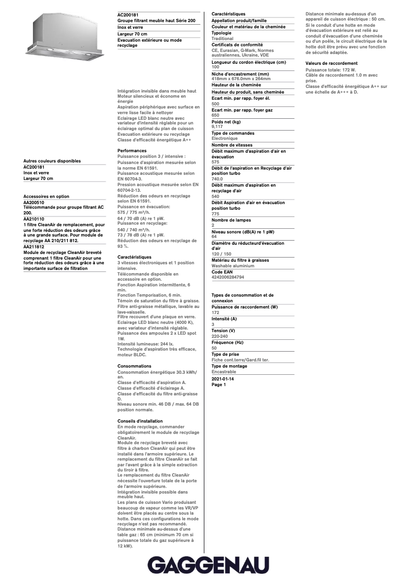 Image de la première page du manuel de l'appareil AC200181