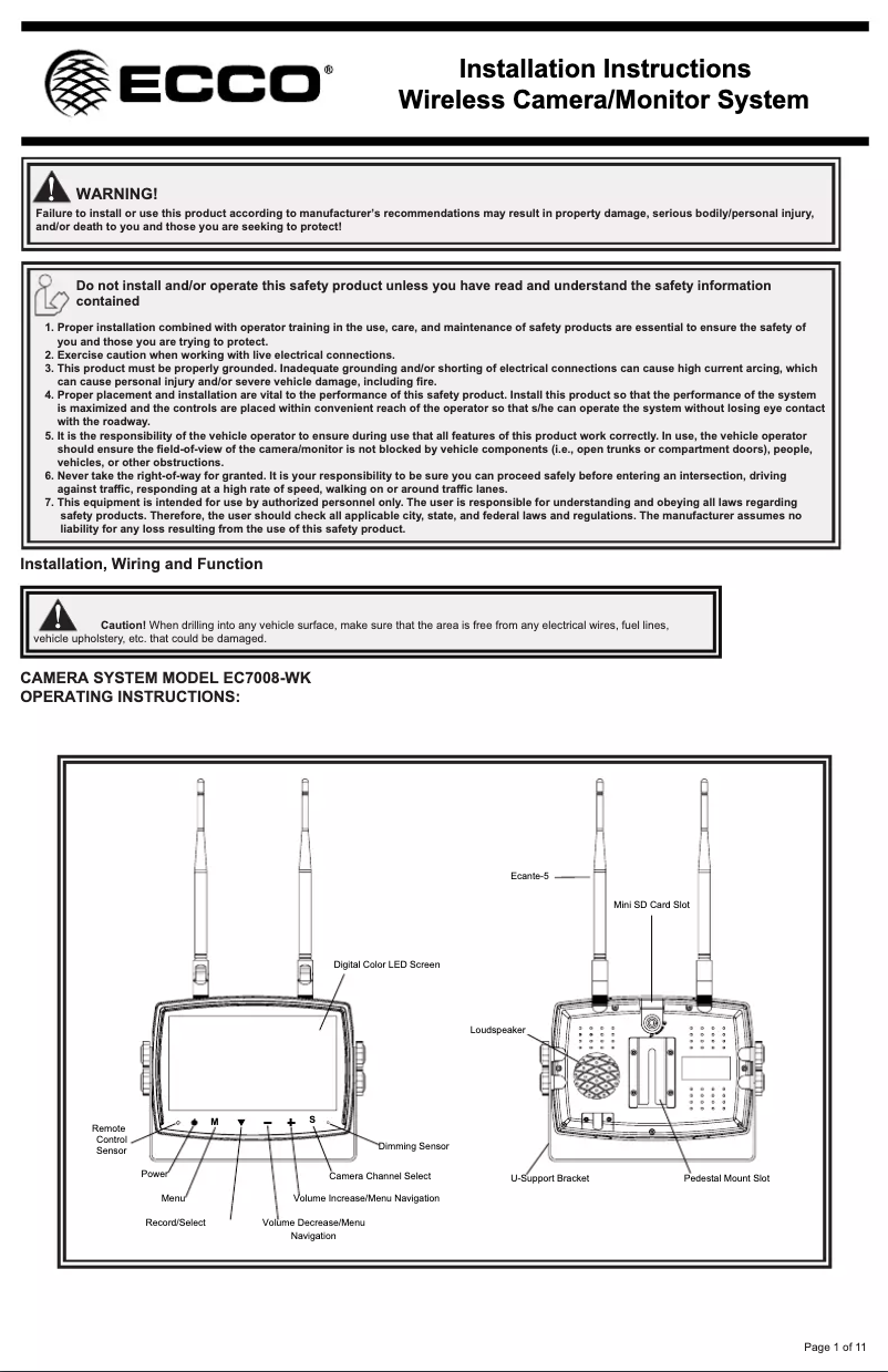 Page 1 of the manual User Manual ECCO EC7008