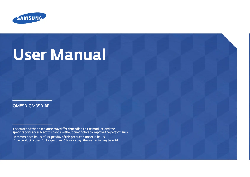 First page image of the manual for LH85QMDPLGC/ZA
