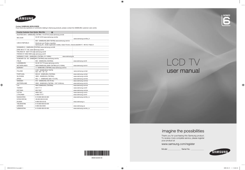 First page image of the manual for LE-37B653