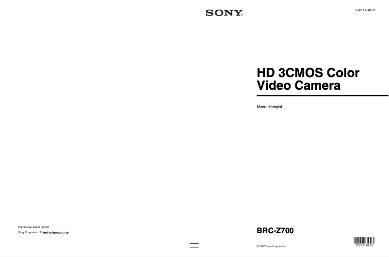 Page 1 of the manual User Manual Sony BRC-Z700