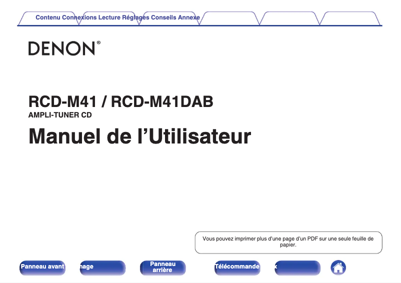 Page 1 of the manual User Manual Denon RCD-M41DAB