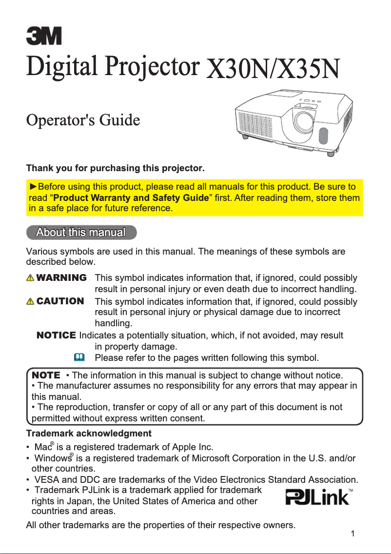 First page image of the manual for X30N