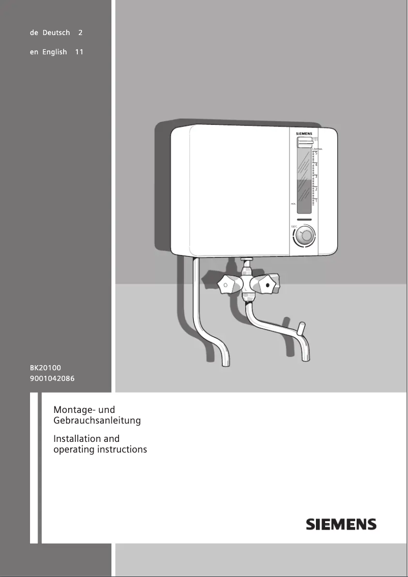 Page 1 of the manual User Manual Siemens BK20100