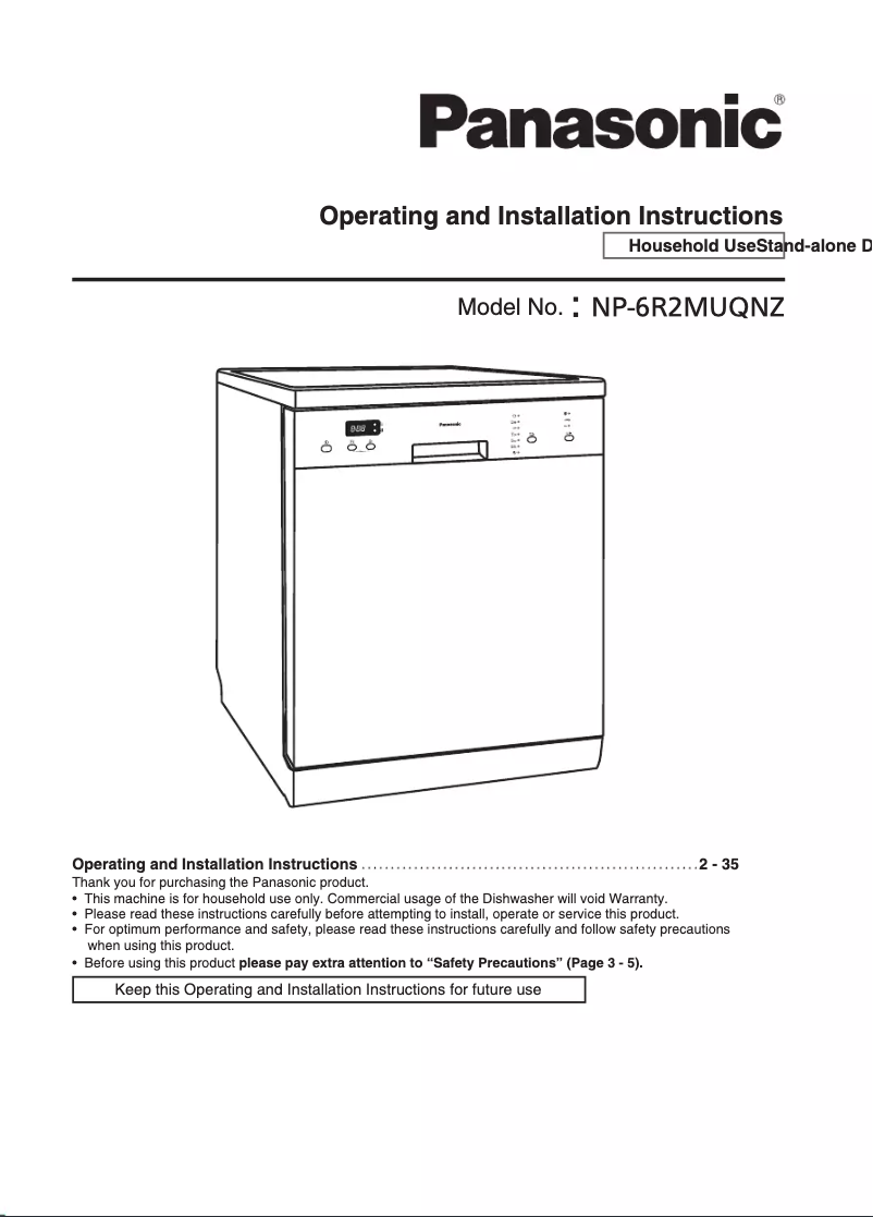 Page 1 of the manual User Manual Panasonic NP-6R2MUQNZ
