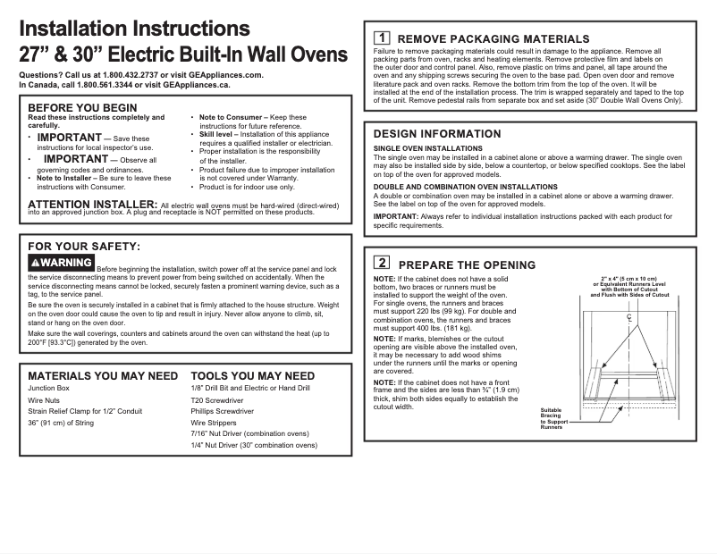 Page 1 of the manual Installation Guide Monogram ZTDX1DPSN