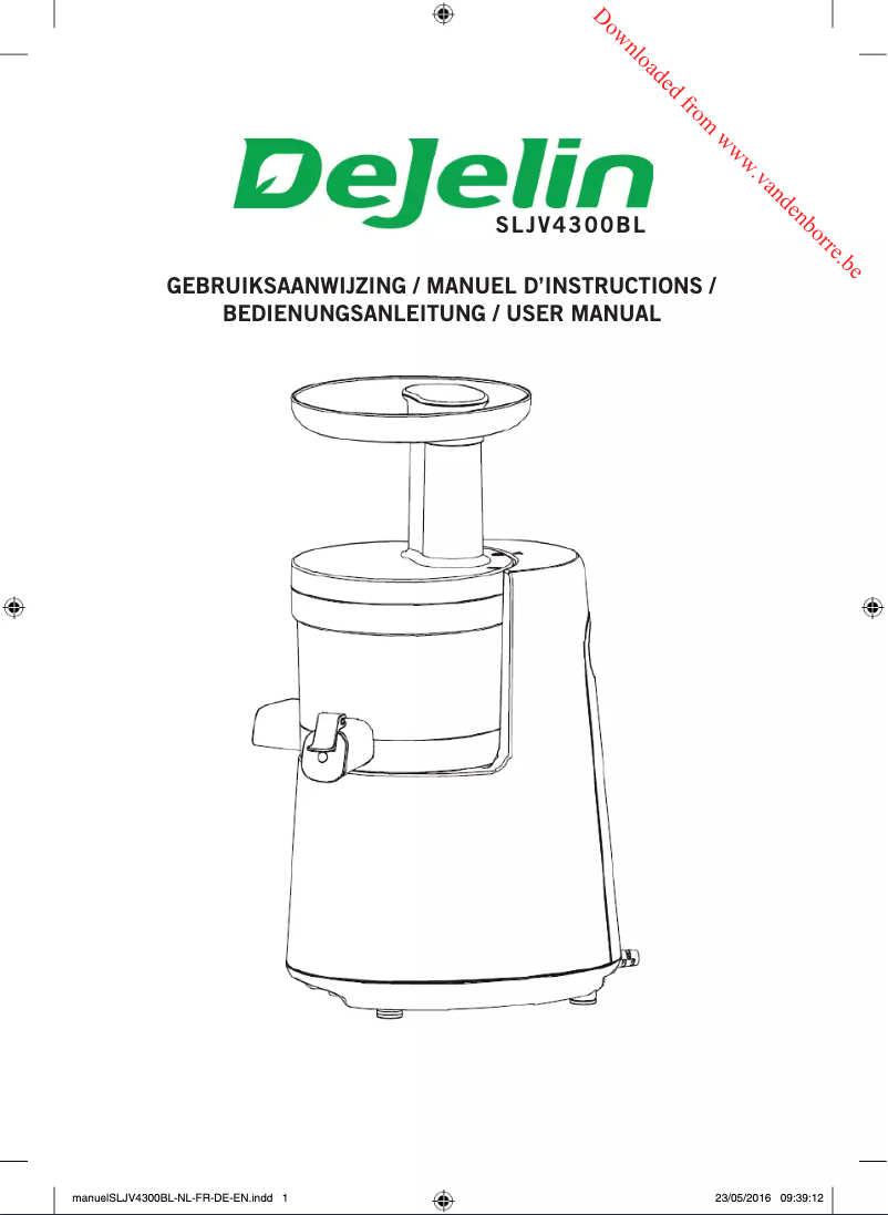 Page 1 of the manual User Manual Dejelin Slowjuicer SLJV4300