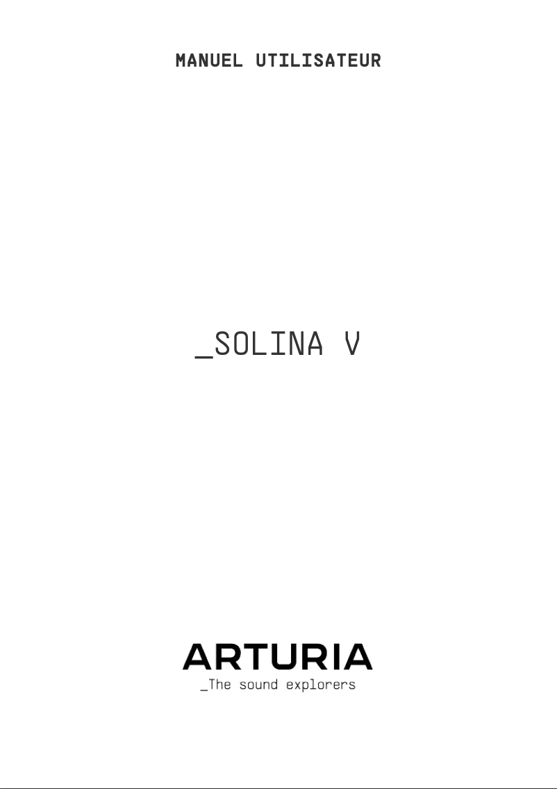 Page 1 of the manual User Manual Arturia Solina V