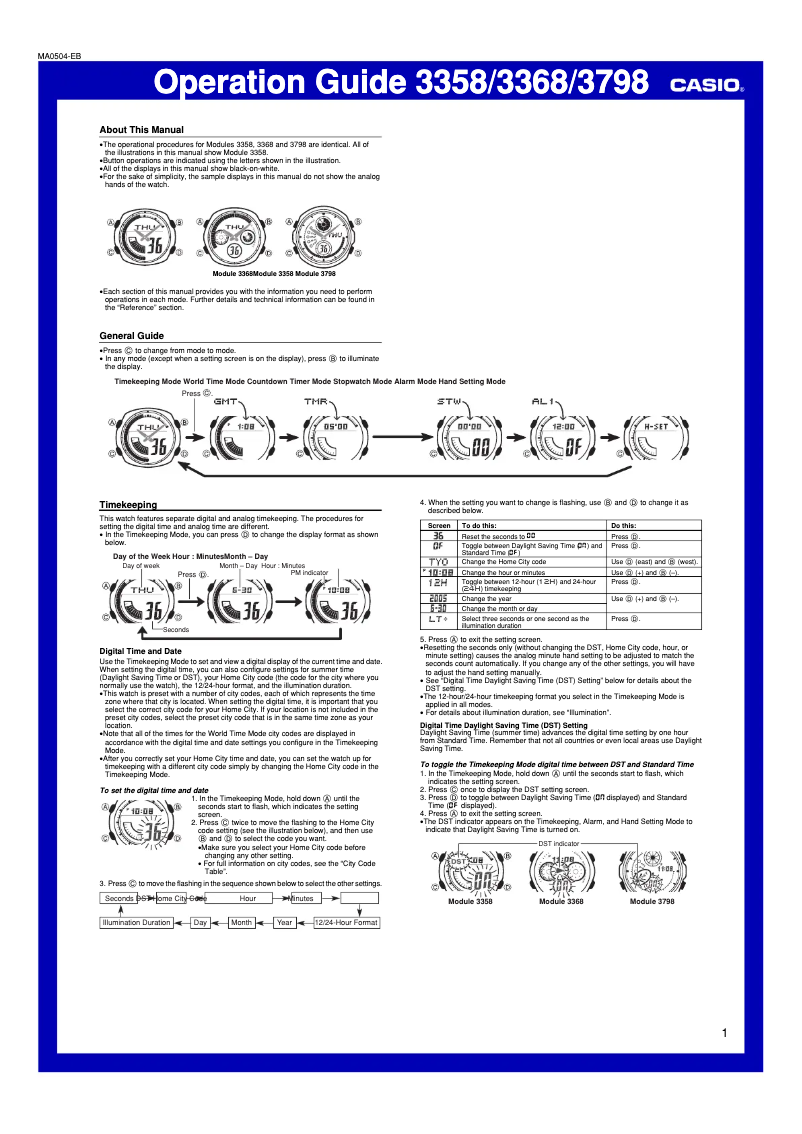 First page image of the manual for AQ-163W-1B1VEF