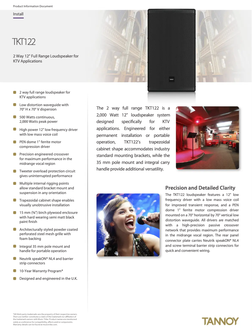 First page image of the manual for TKT122